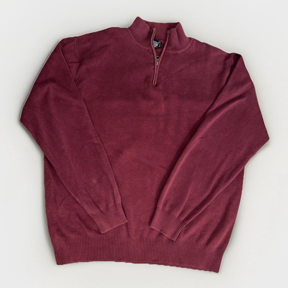 Dockers Men’s 3XLT 1/4 Zip Maroon Sweater 100% Cotton